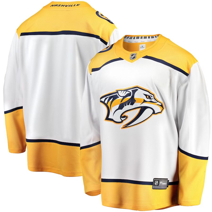 Men Nashville Predators Fanatics Branded White Breakaway Away NHL Jersey->customized nhl jersey->Custom Jersey